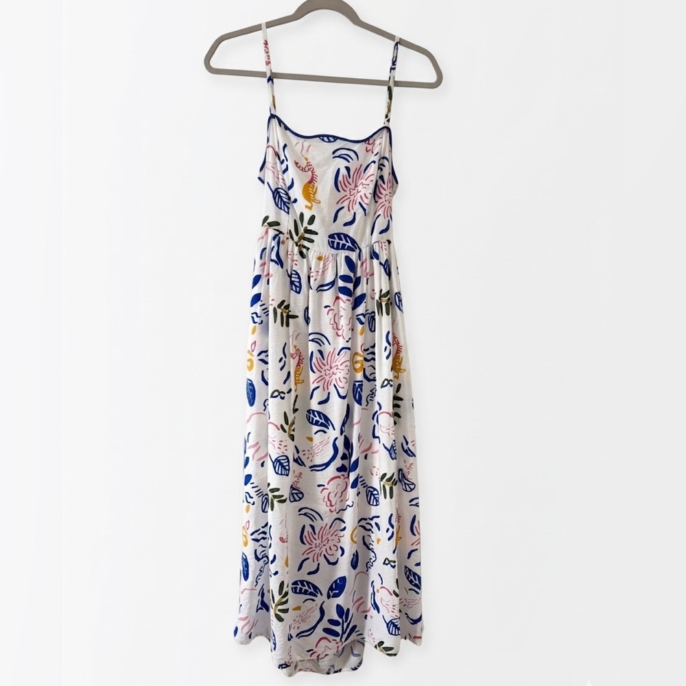 NWT ANNIEWEAR Ivory/Blue Lola Leaf Printed Beachy Nautical Dress size medium - Picture 5 of 14